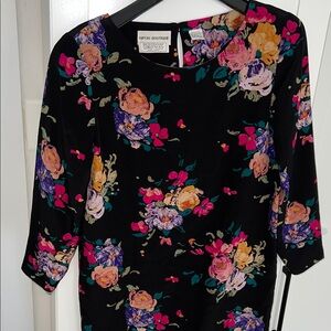 Nipon Boutique bergdorf goodman Black Dress with Colorful Floral Design